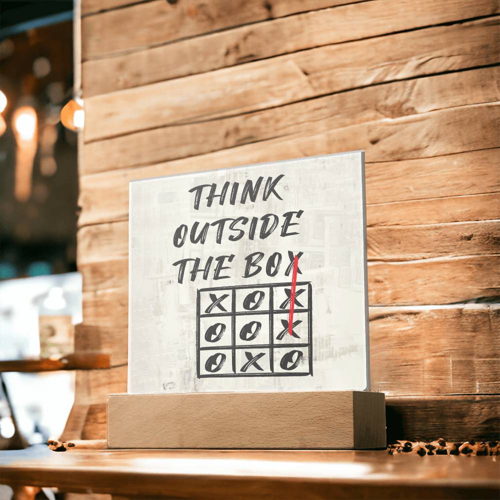 Think Outside The Box Motivational Square Acrylic Plaque, Inspirational Gift, Motivational Quote - keepsaken