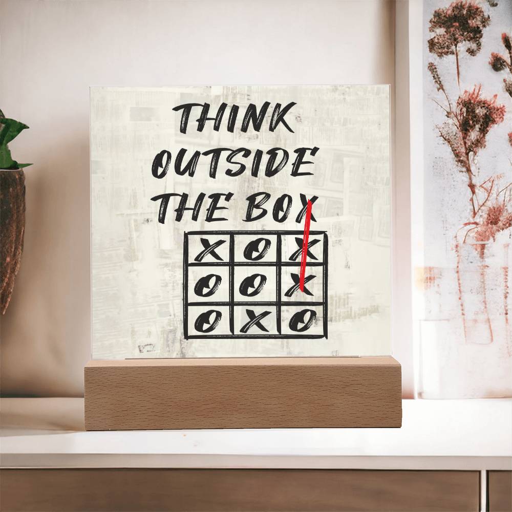 Think Outside The Box Motivational Square Acrylic Plaque, Inspirational Gift, Motivational Quote - keepsaken