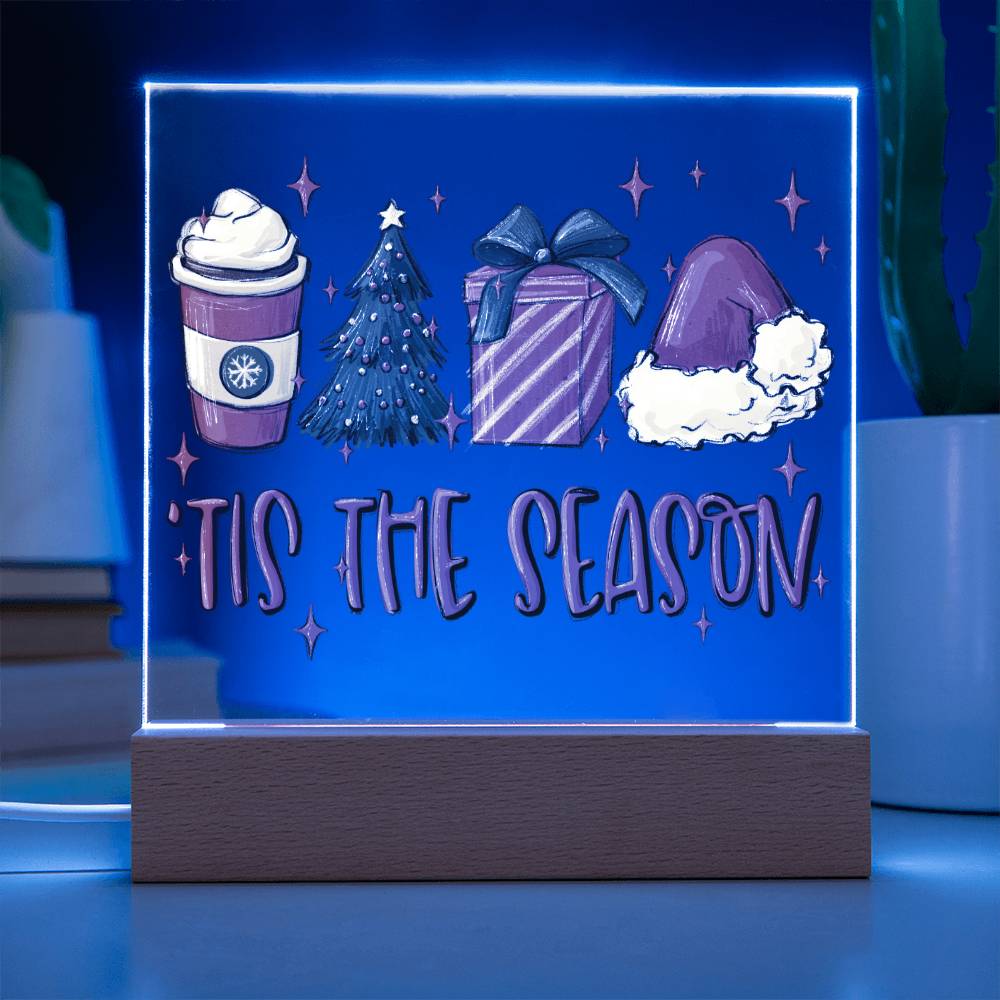 Tis The Season Christmas Square Acrylic Plaque, Christmas Themed Gift - keepsaken