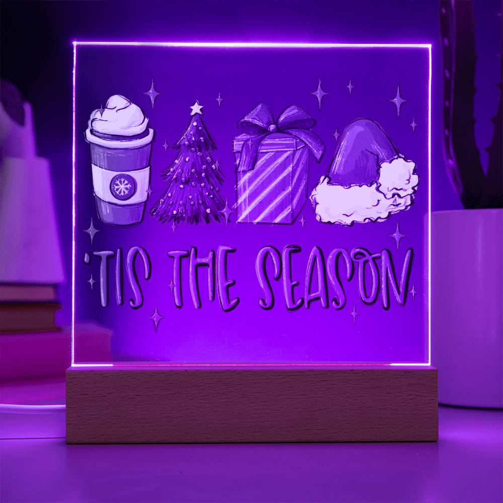 Tis The Season Christmas Square Acrylic Plaque, Christmas Themed Gift - keepsaken