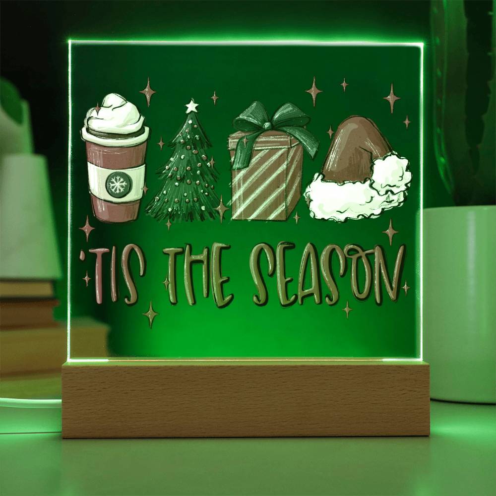 Tis The Season Christmas Square Acrylic Plaque, Christmas Themed Gift - keepsaken