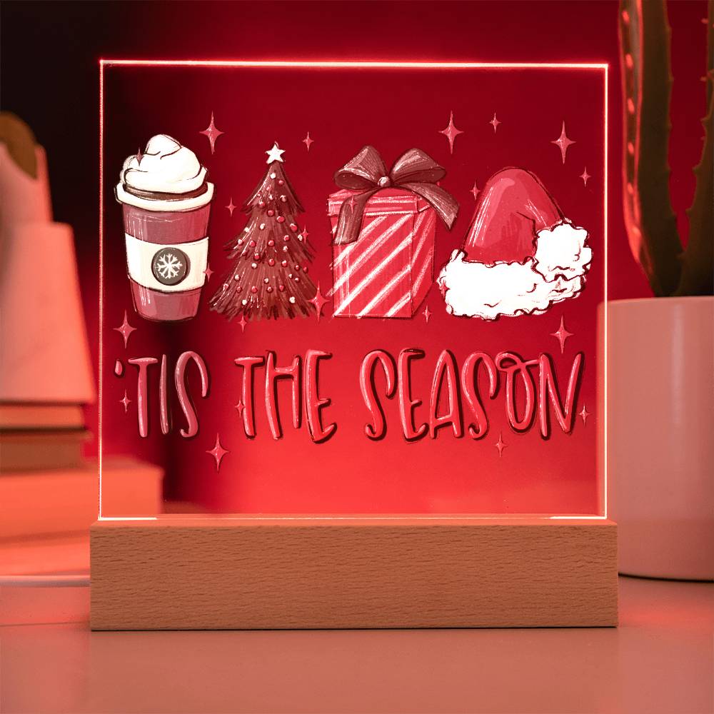 Tis The Season Christmas Square Acrylic Plaque, Christmas Themed Gift - keepsaken