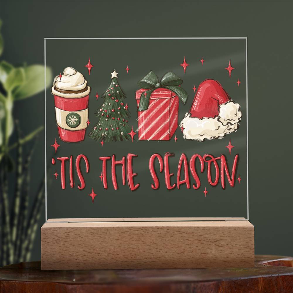 Tis The Season Christmas Square Acrylic Plaque, Christmas Themed Gift - keepsaken