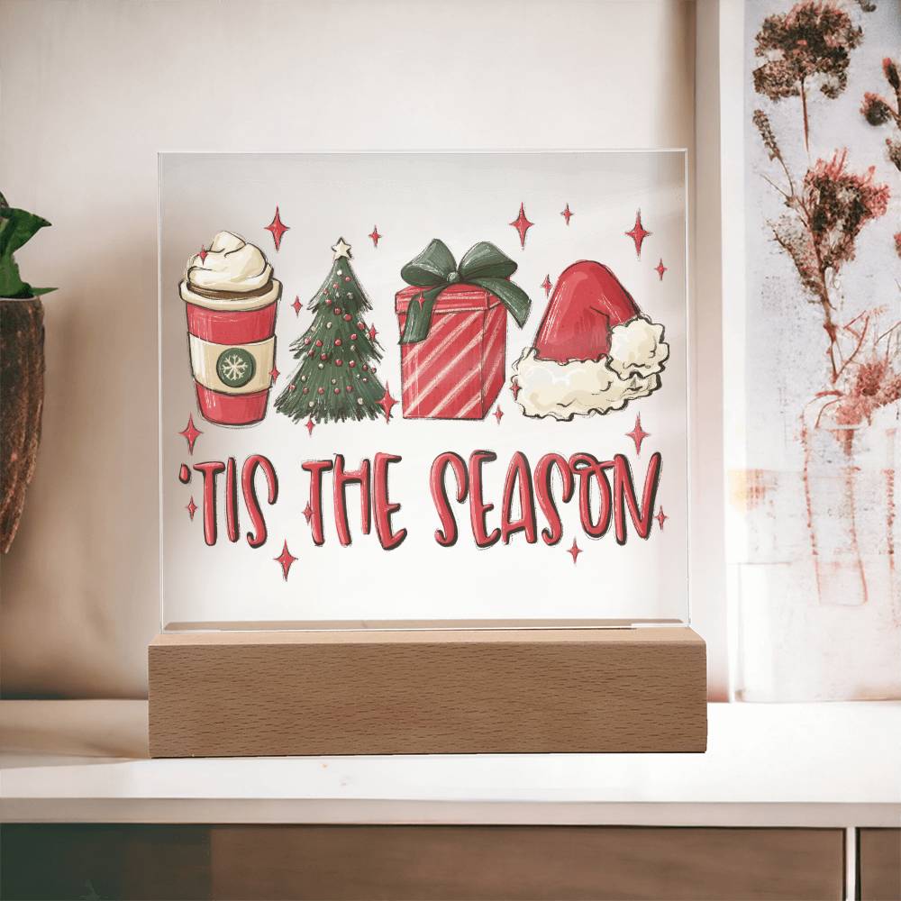 Tis The Season Christmas Square Acrylic Plaque, Christmas Themed Gift - keepsaken