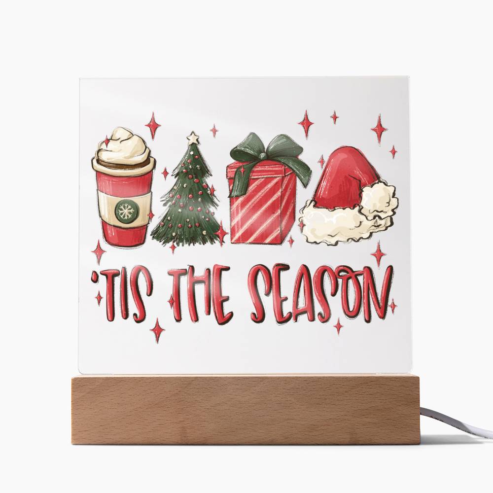 Tis The Season Christmas Square Acrylic Plaque, Christmas Themed Gift - keepsaken