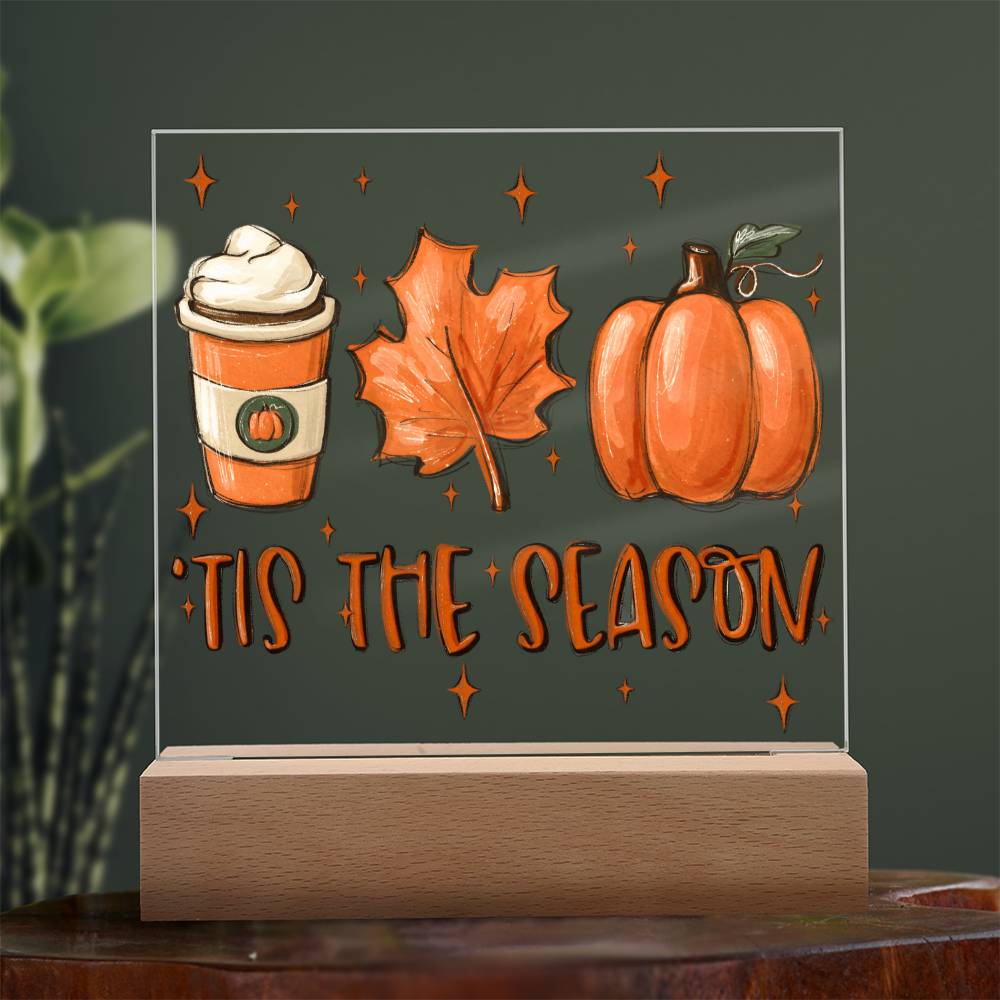 Tis The Season Fall Themed Square Acrylic Plaque, Fall Decor - keepsaken