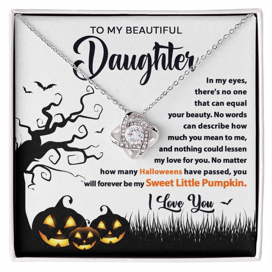 To My Beautiful Daughter Sweet Little Pumpkin | Love Knot Necklace - keepsaken