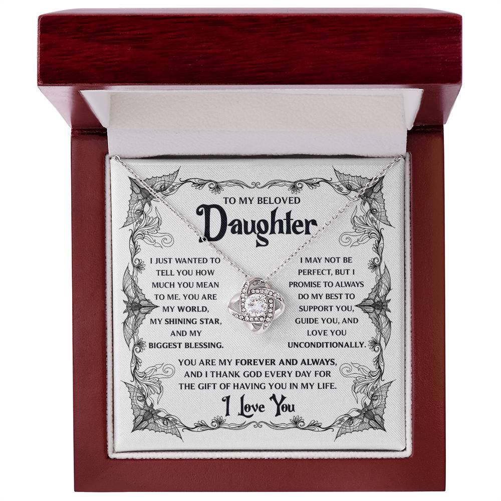 To My Beloved Daughter My Biggest Blessing | Halloween Love Knot Necklace - keepsaken