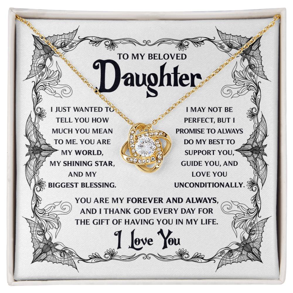 To My Beloved Daughter My Biggest Blessing | Halloween Love Knot Necklace - keepsaken