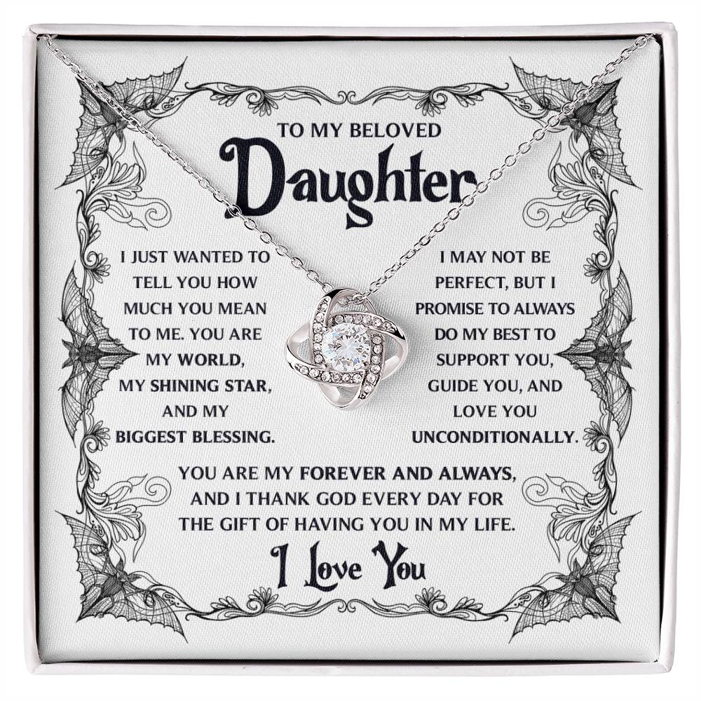 To My Beloved Daughter My Biggest Blessing | Halloween Love Knot Necklace - keepsaken