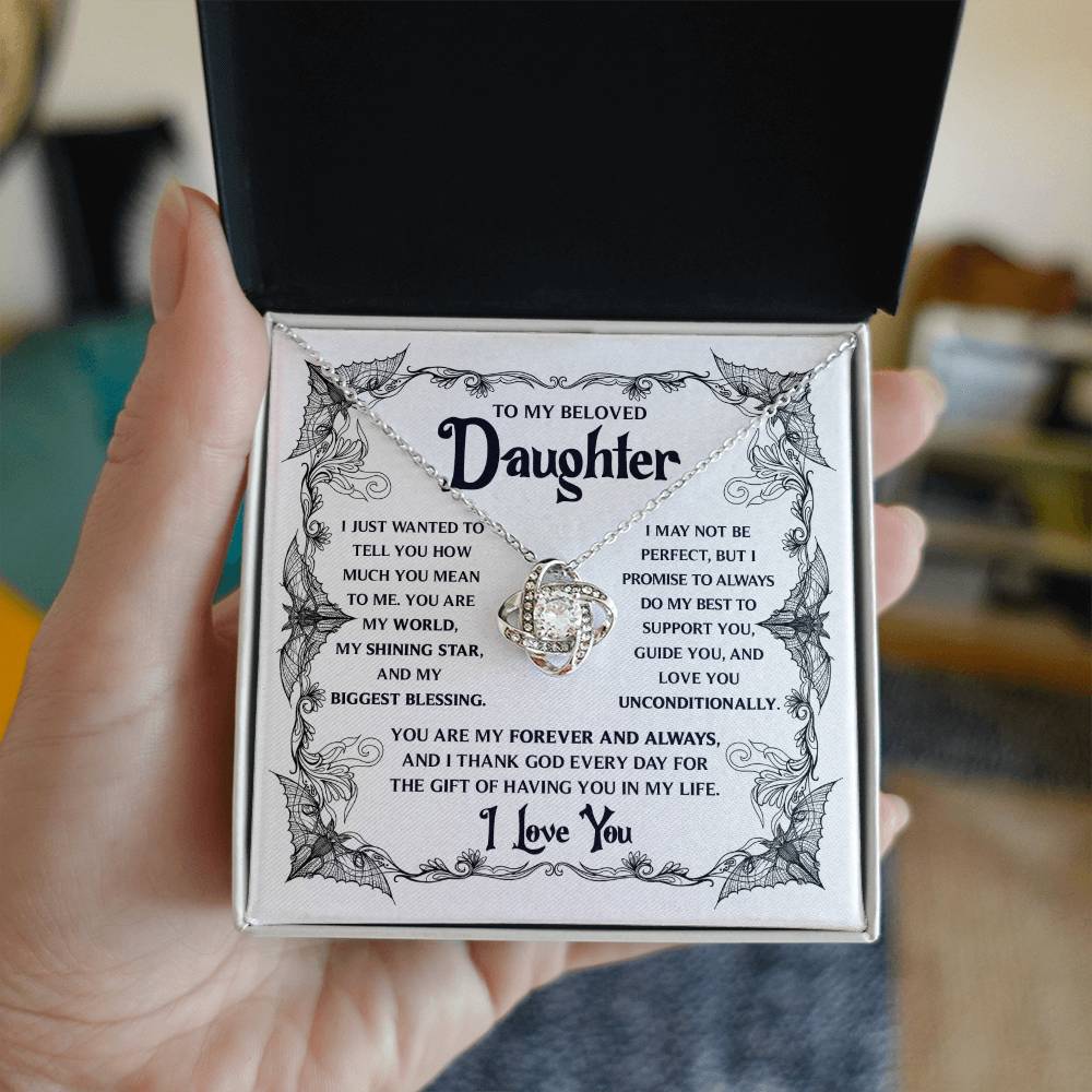 To My Beloved Daughter My Biggest Blessing | Halloween Love Knot Necklace - keepsaken