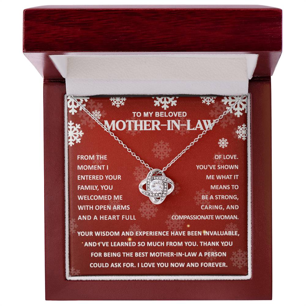 To My Beloved Mother-In-Law Love Knot Pendant Necklace, Gift For Mother-In-Law - keepsaken