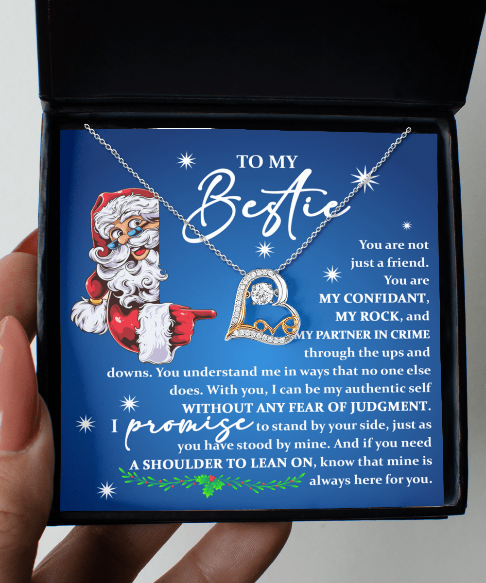 To My Bestie My Confidant My Rock Love Heart Necklace - keepsaken
