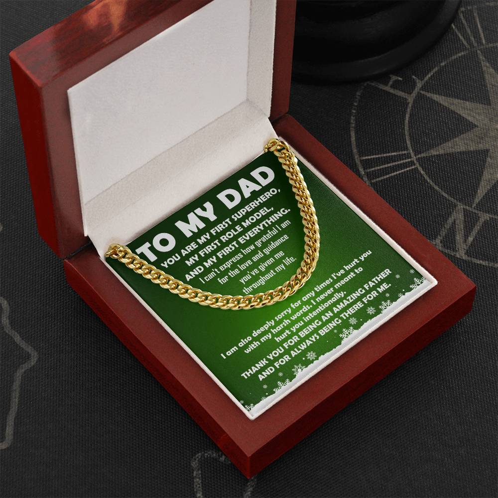 To My Dad My First Superhero Cuban Link Chain Necklace - keepsaken