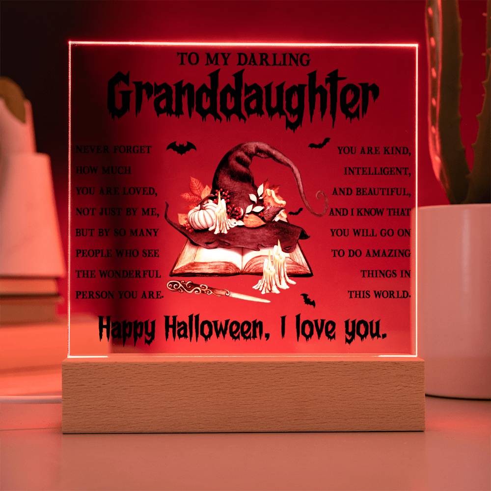 To My Darling Granddaughter Happy Halloween | Square Acrylic Plaque - keepsaken