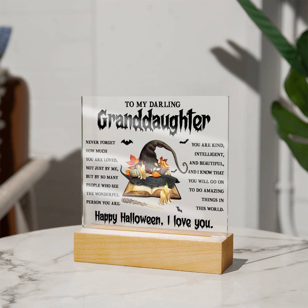 To My Darling Granddaughter Happy Halloween | Square Acrylic Plaque - keepsaken