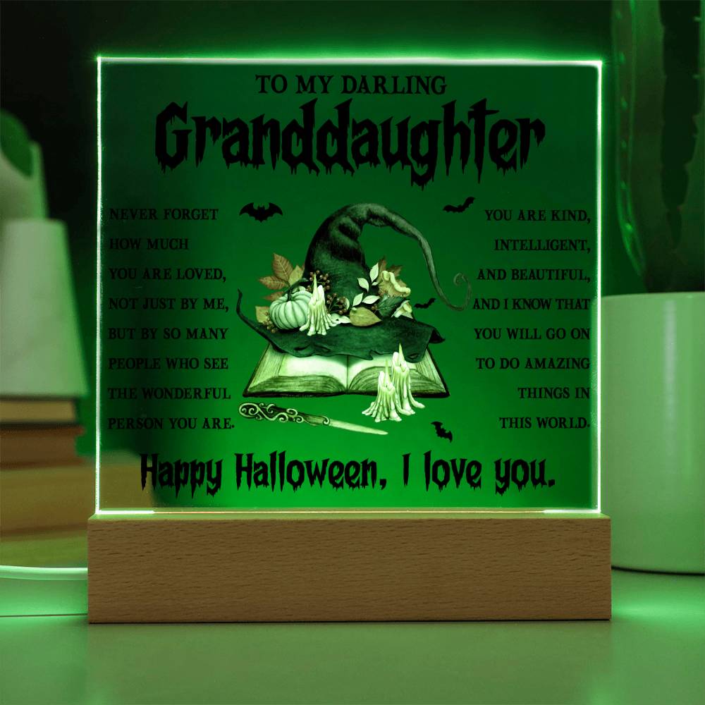 To My Darling Granddaughter Happy Halloween | Square Acrylic Plaque - keepsaken