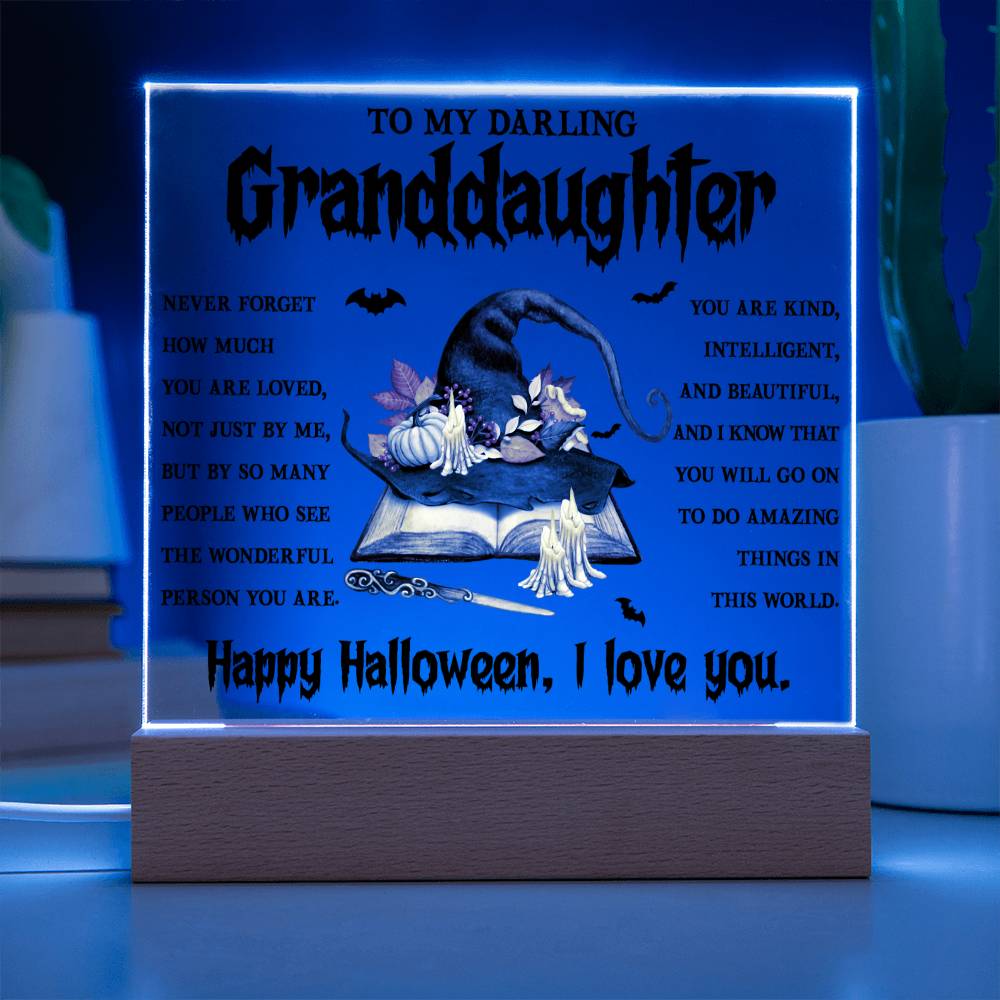 To My Darling Granddaughter Happy Halloween | Square Acrylic Plaque - keepsaken