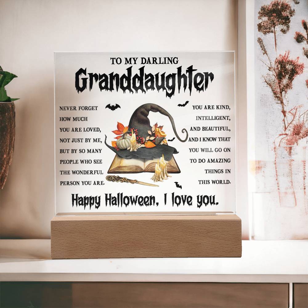 To My Darling Granddaughter Happy Halloween | Square Acrylic Plaque - keepsaken