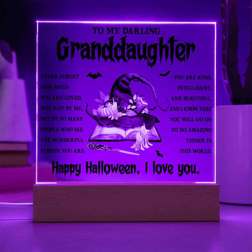 To My Darling Granddaughter Happy Halloween | Square Acrylic Plaque - keepsaken