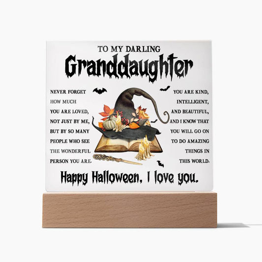 To My Darling Granddaughter Happy Halloween | Square Acrylic Plaque - keepsaken