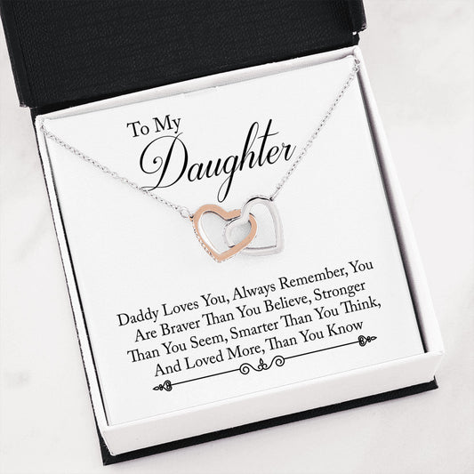 To My Daughter Daddy Loves You Interlocking Heart Necklace - keepsaken