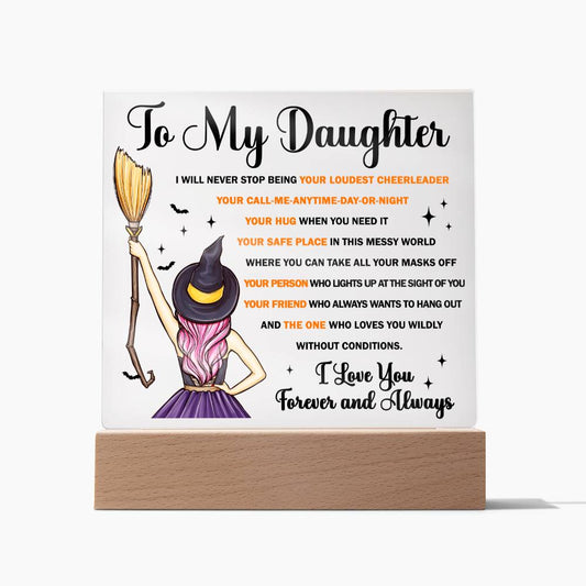 To My Daughter Forever And Always Halloween Gift | Square Acrylic Plaque - keepsaken