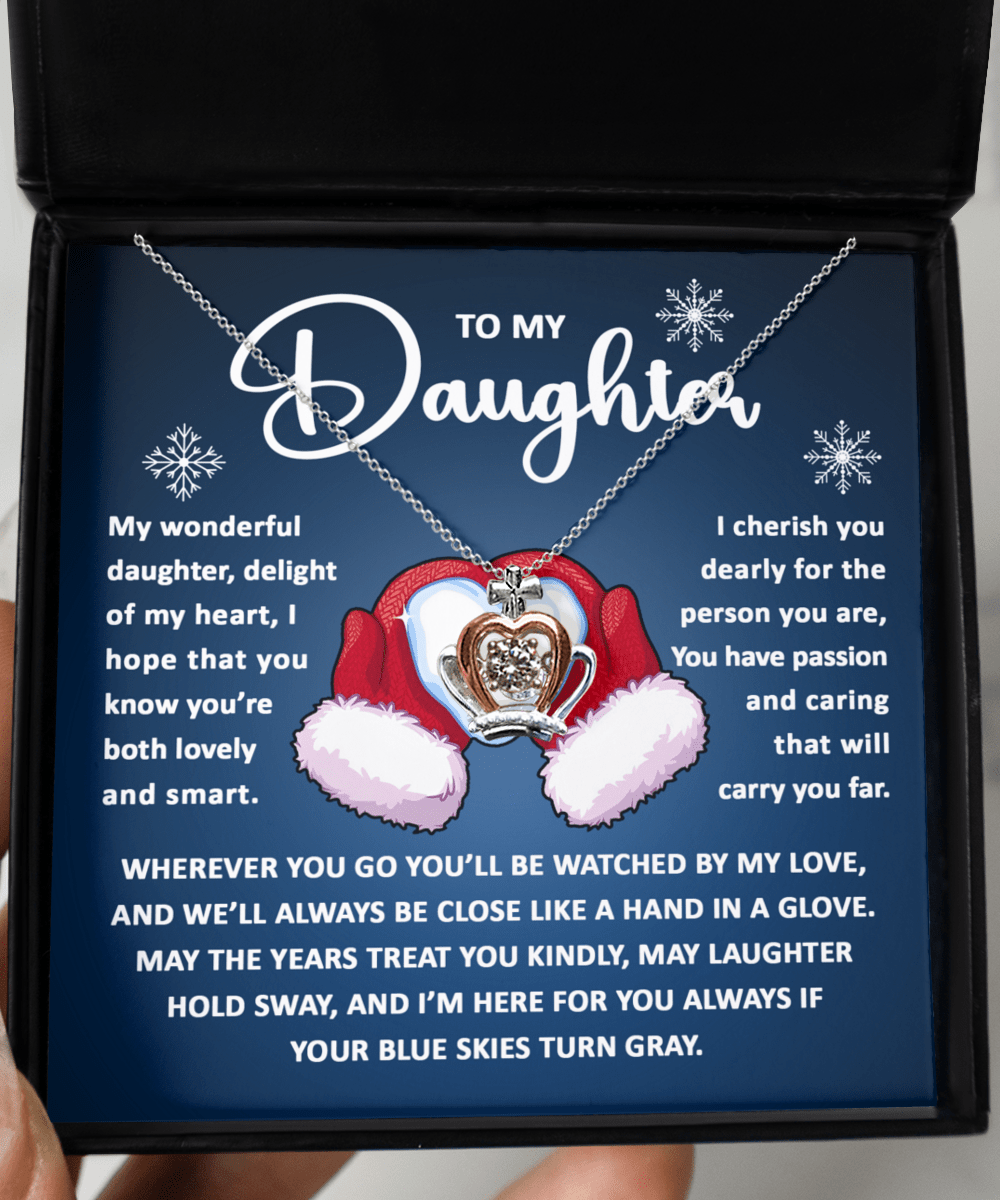 To My Daughter I Cherish You Dearly | Crown Pendant Necklace - keepsaken
