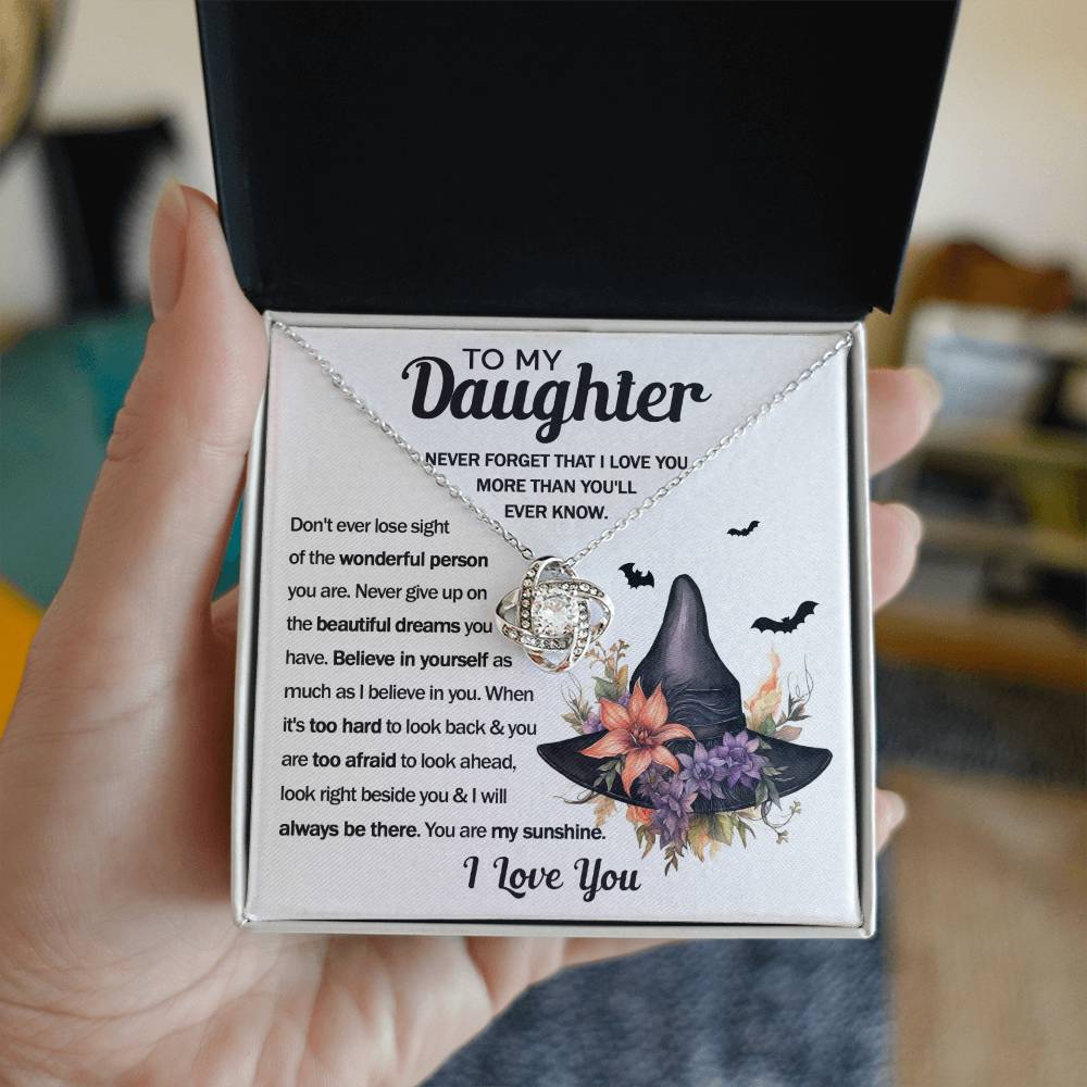 To My Daughter You Are My Sunshine | Halloween Love Knot Necklace - keepsaken