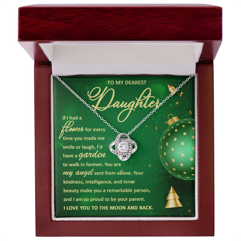 To My Dearest Daughter You Are My Angel Necklace, Christmas Gift Love Knot Necklace - keepsaken