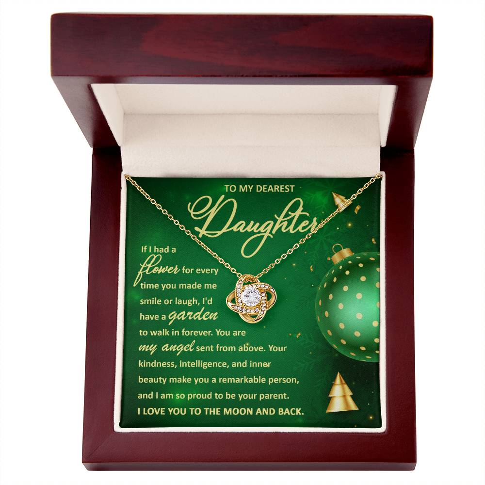 To My Dearest Daughter You Are My Angel Necklace, Christmas Gift Love Knot Necklace - keepsaken