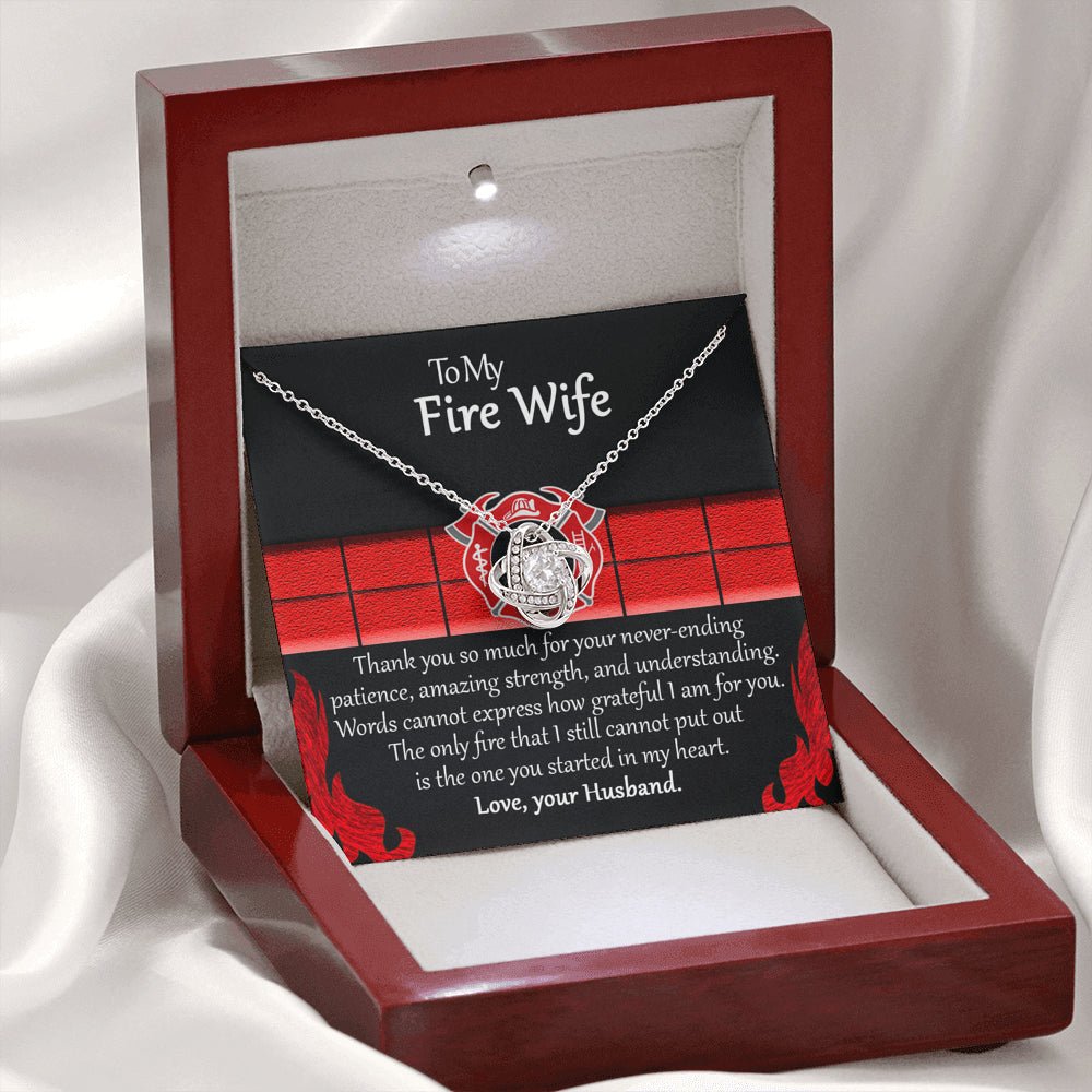 To My Fire Wife Love Knot Necklace From Fireman Husband, Firefighters Wife Gift, Thin Red Line - keepsaken