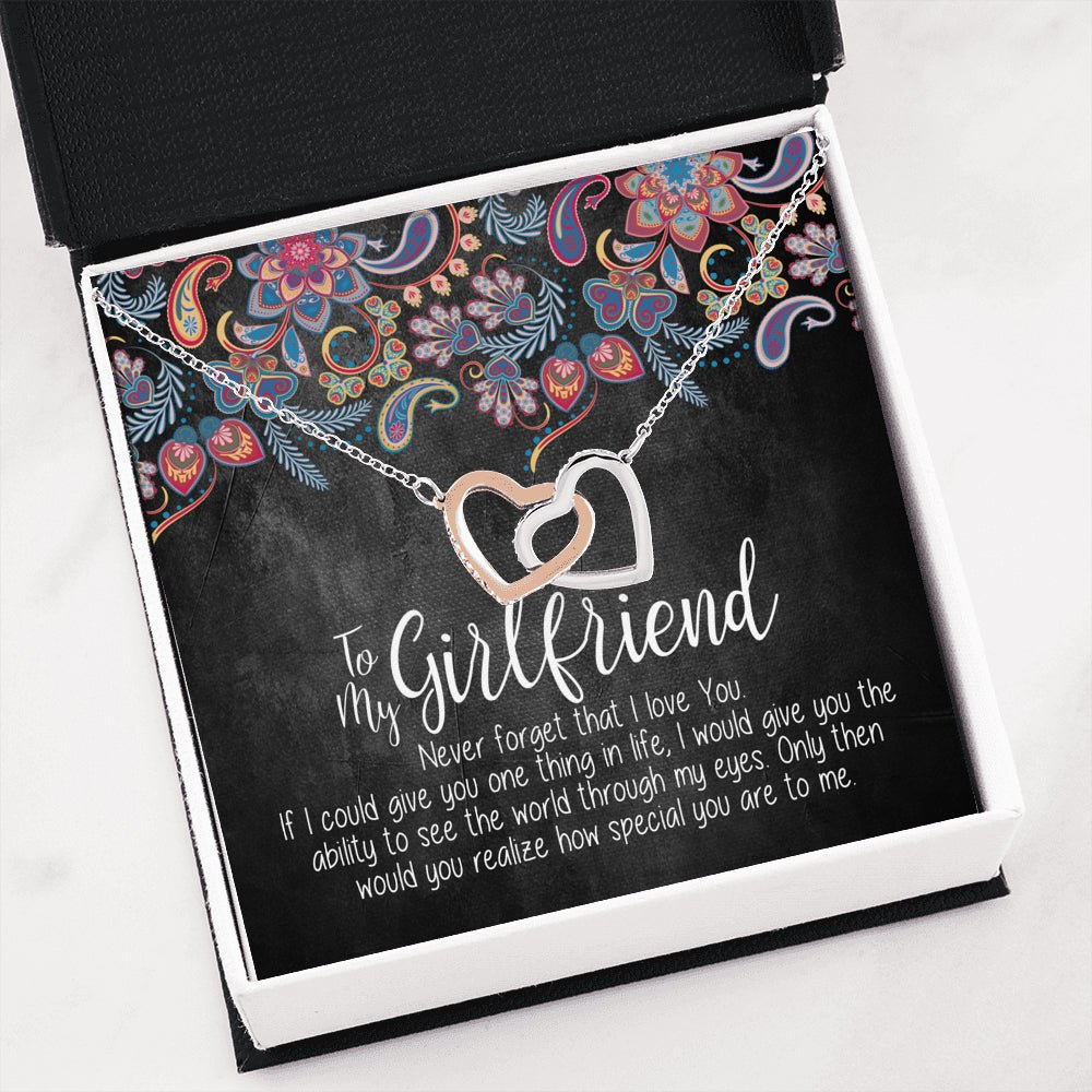 To My Girlfriend Interlocking Hearts Necklace - keepsaken
