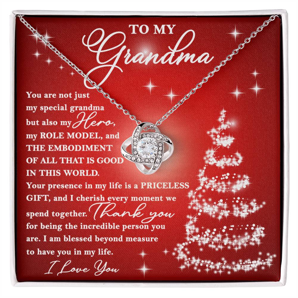 To My Grandma My Hero My Role Model Love Knot Necklace, Christmas Themed Gift - keepsaken