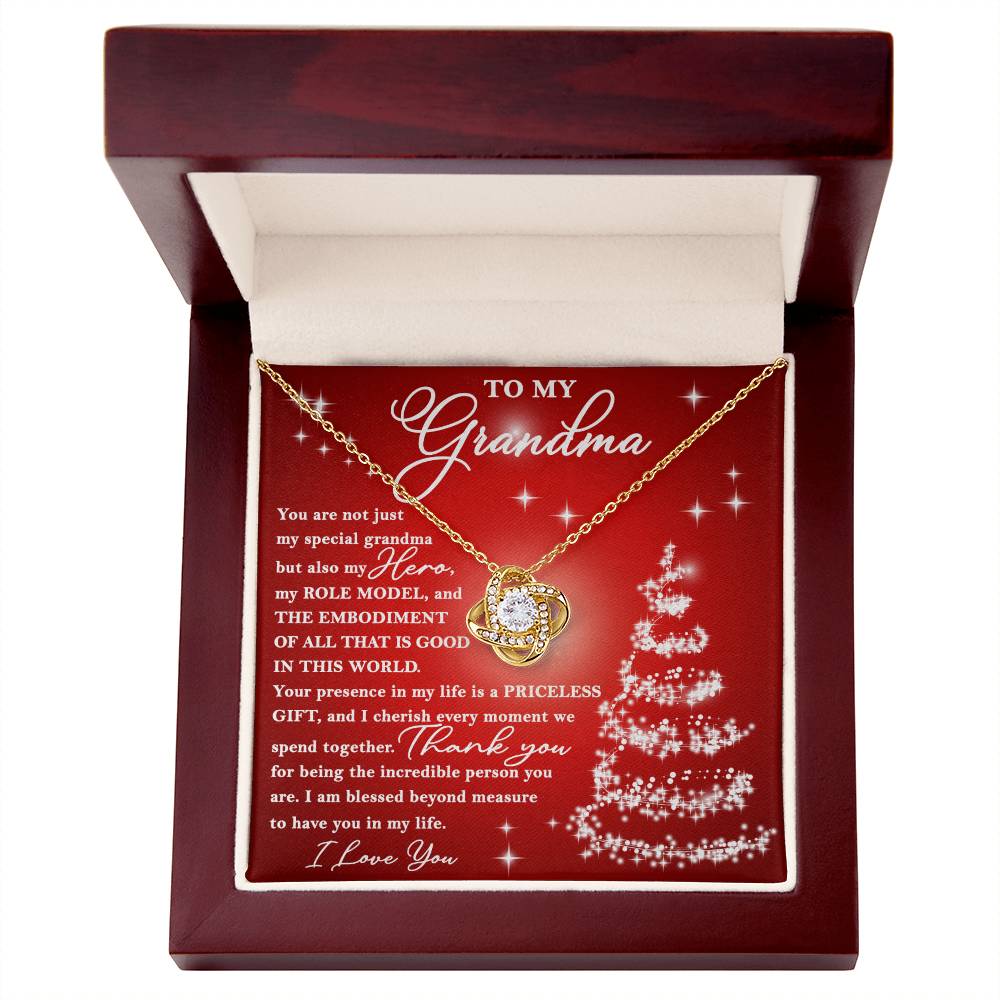 To My Grandma My Hero My Role Model Love Knot Necklace, Christmas Themed Gift - keepsaken