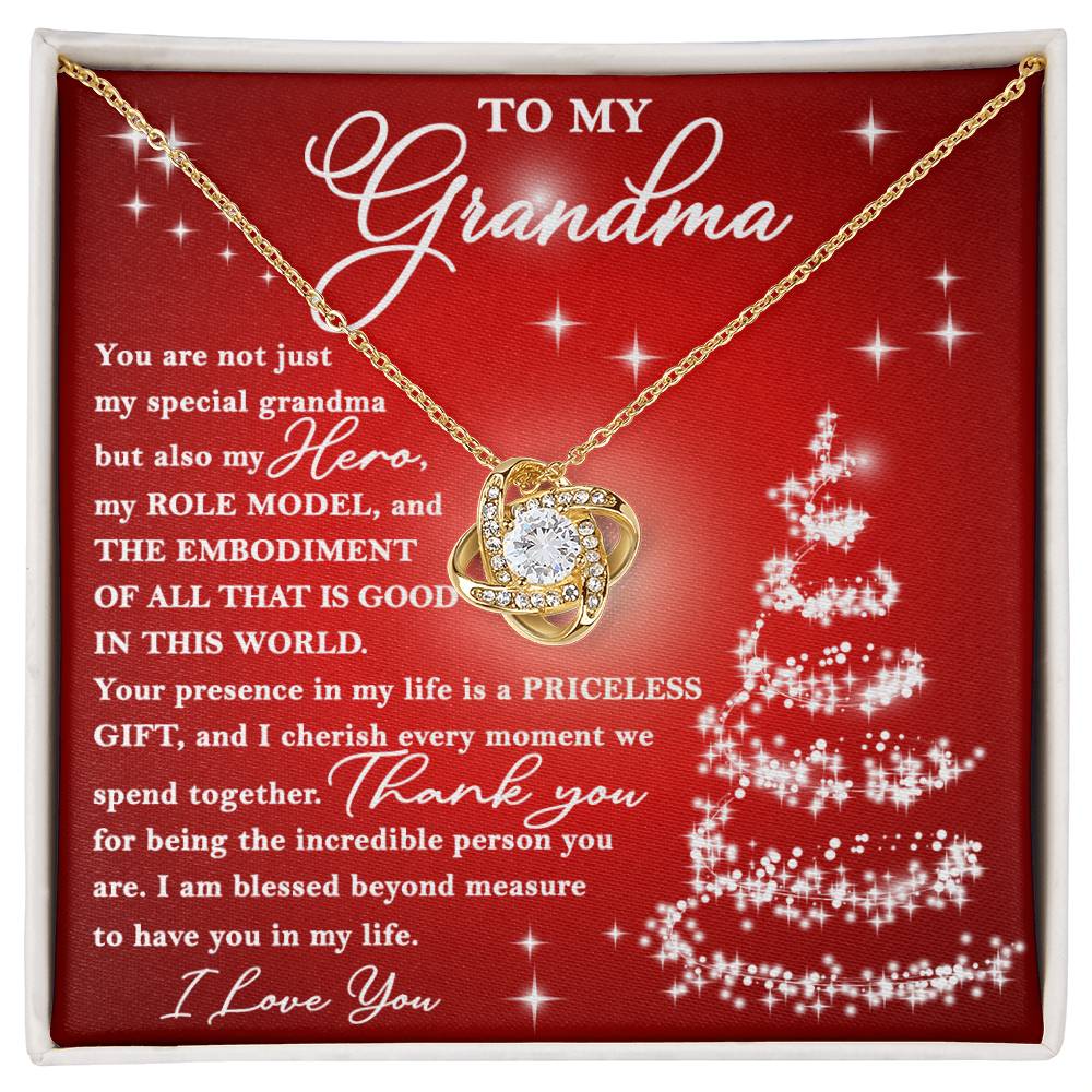 To My Grandma My Hero My Role Model Love Knot Necklace, Christmas Themed Gift - keepsaken