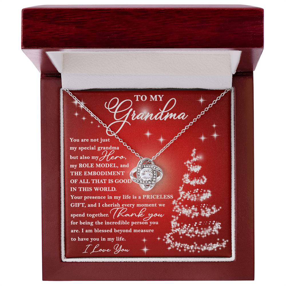 To My Grandma My Hero My Role Model Love Knot Necklace, Christmas Themed Gift - keepsaken