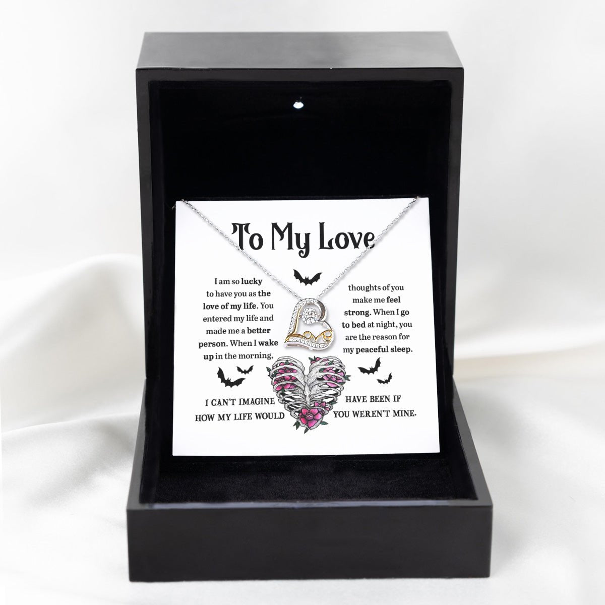 To My Love I Am So Lucky Halloween Crown Pendant Necklace - keepsaken