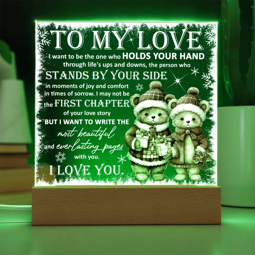 To My Love The One Who Holds Your Hand Square Acrylic Plaque, Christmas Gift - keepsaken