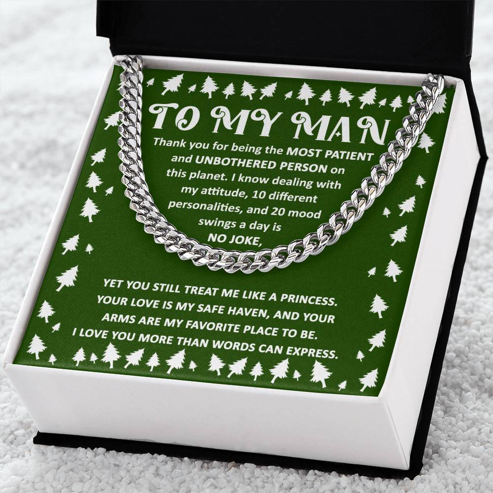 To My Man Love You More Than Words Can Express Cuban Link Chain, Gift For Him - keepsaken