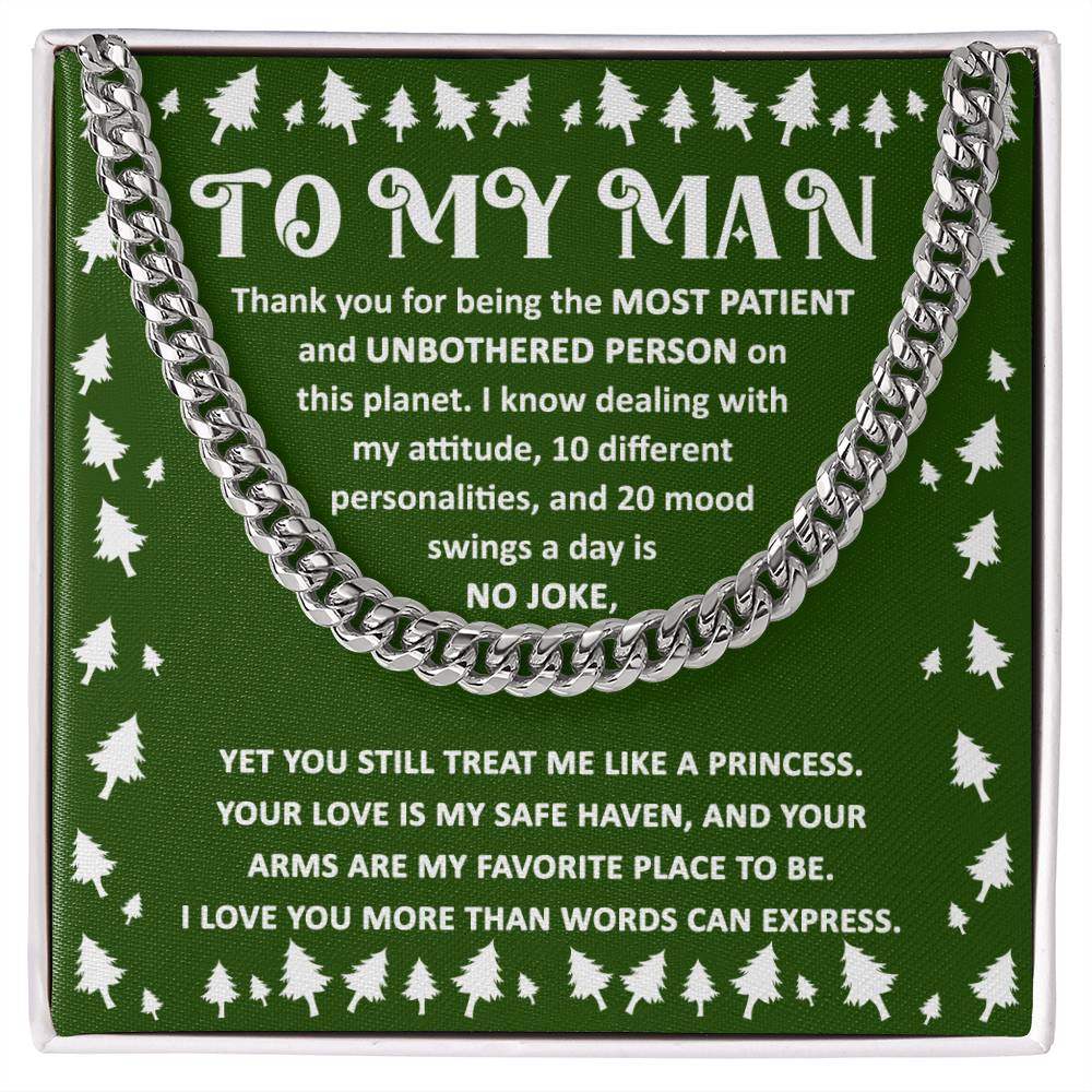To My Man Love You More Than Words Can Express Cuban Link Chain, Gift For Him - keepsaken