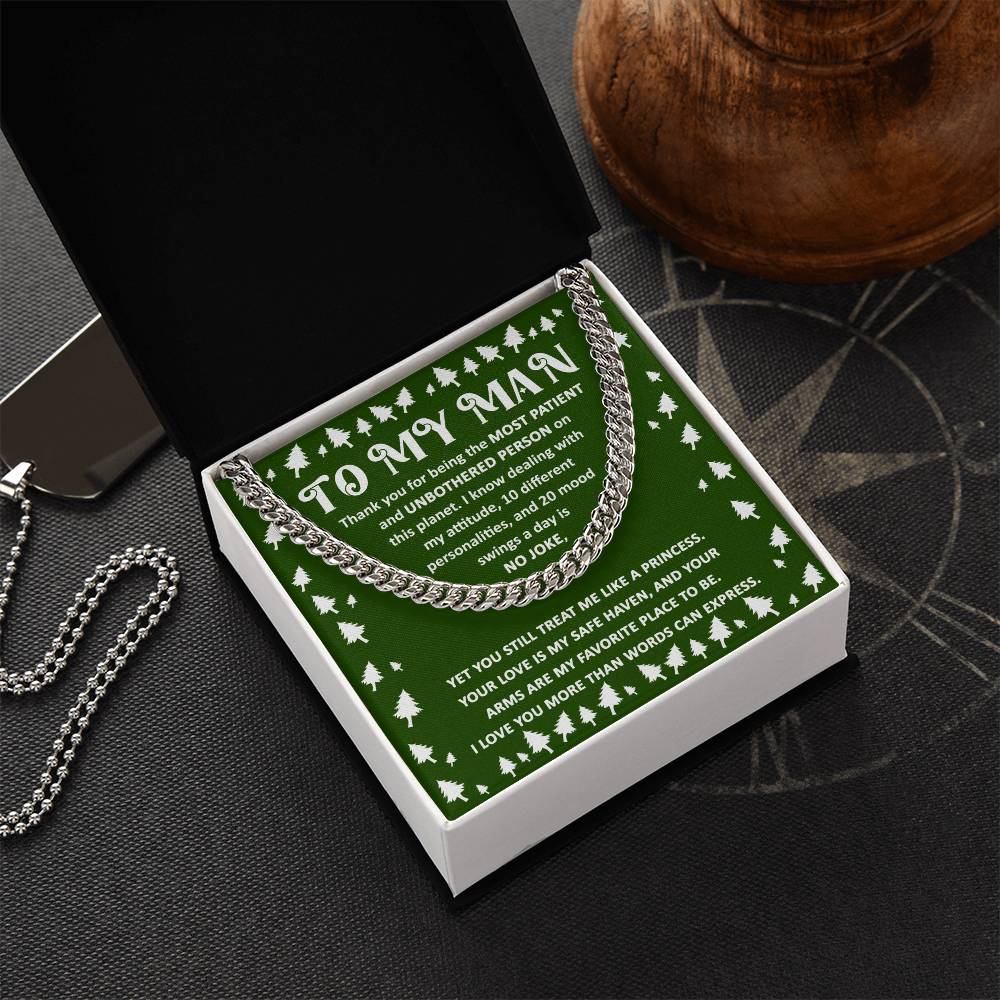 To My Man Love You More Than Words Can Express Cuban Link Chain, Gift For Him - keepsaken