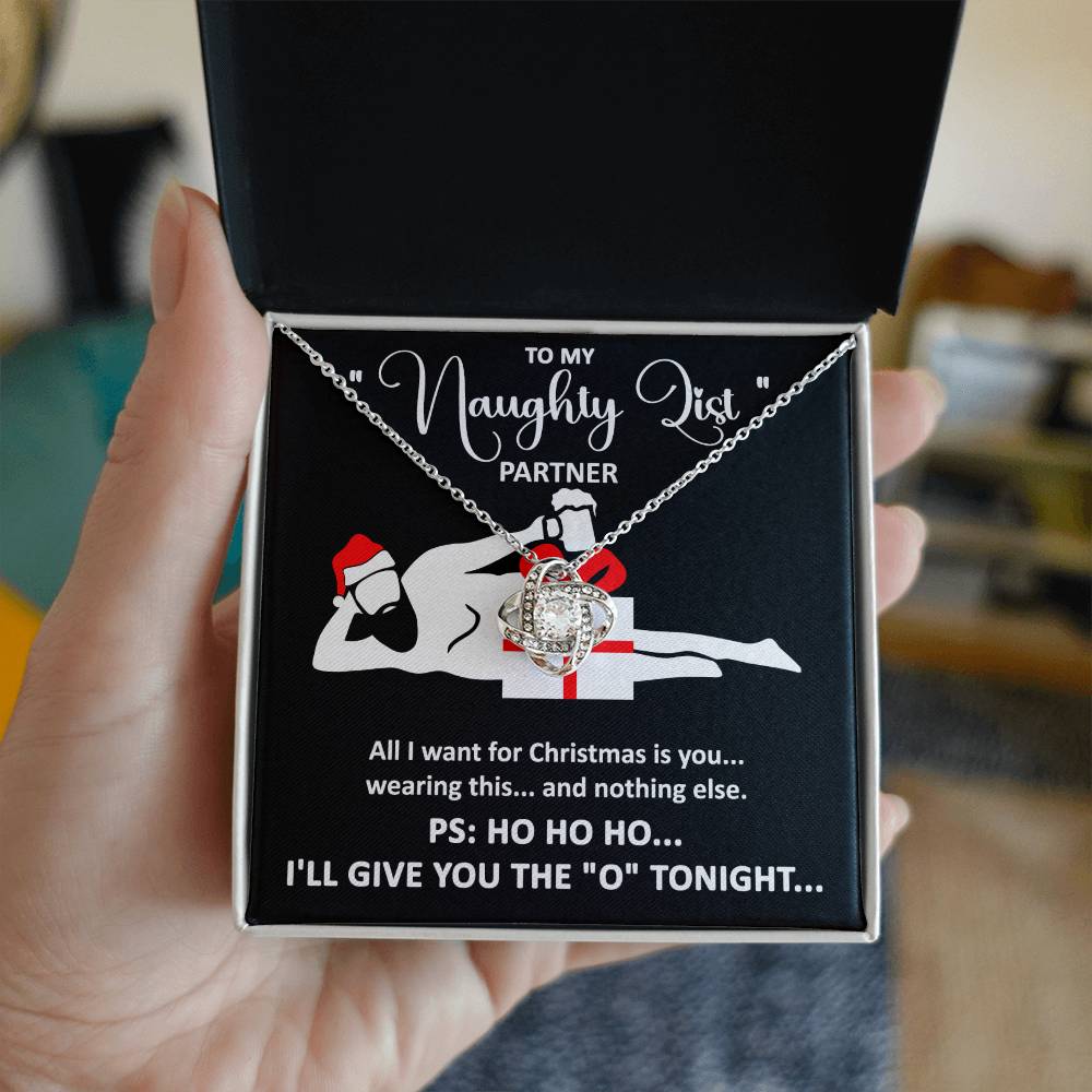 To My Naughty List Partner | Love Knot Necklace Christmas Gift For Her - keepsaken