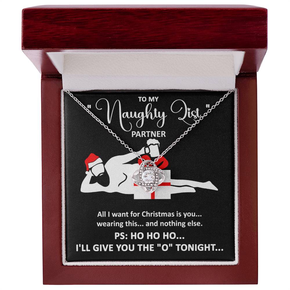 To My Naughty List Partner | Love Knot Necklace Christmas Gift For Her - keepsaken