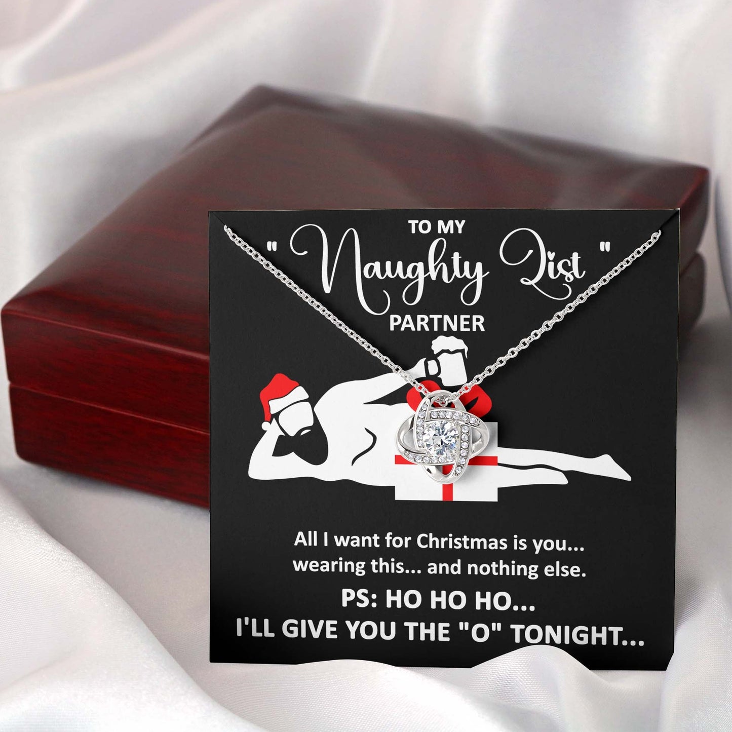 To My Naughty List Partner | Love Knot Necklace Christmas Gift For Her - keepsaken