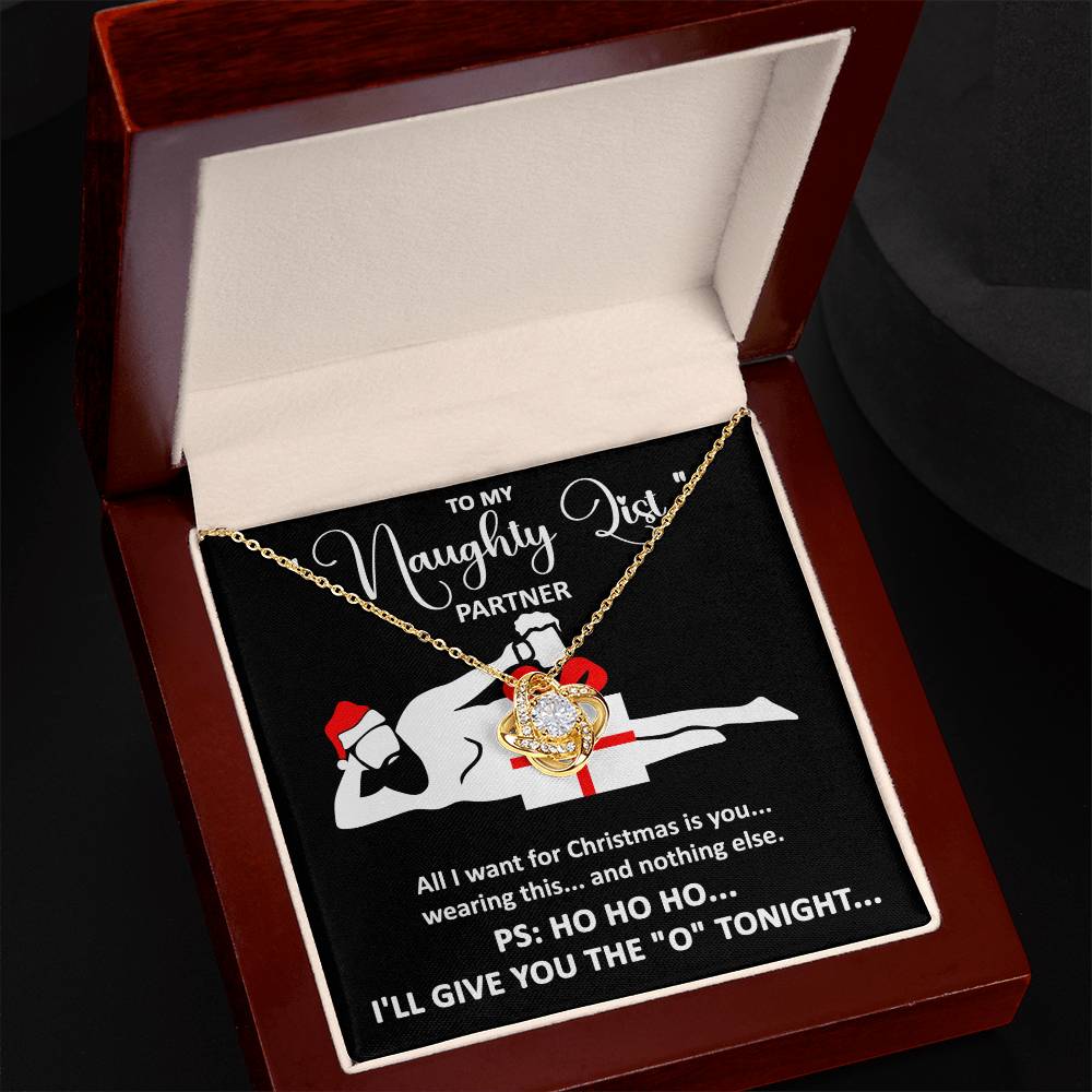 To My Naughty List Partner | Love Knot Necklace Christmas Gift For Her - keepsaken