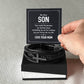 To My Son Endless Joy Love Mom Cross Leather Bracelet, Son gift From Mom - keepsaken