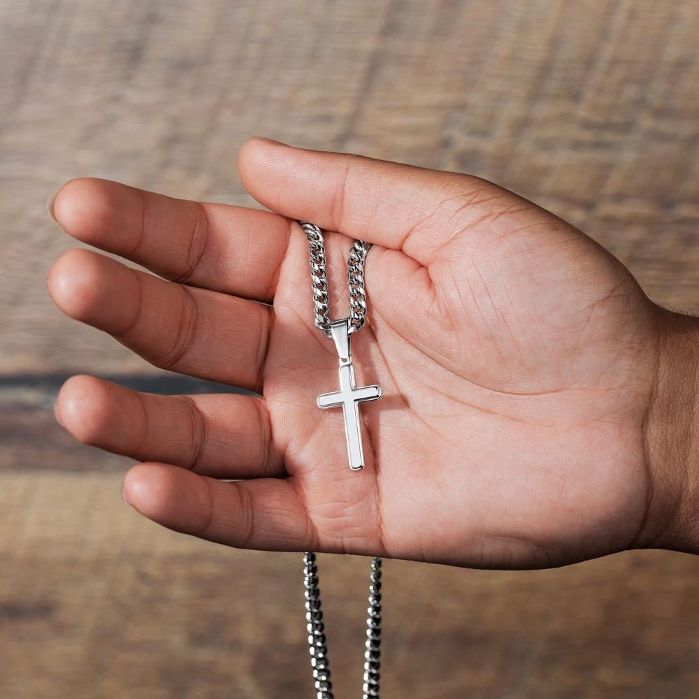 To My Son From Dad Viking Cross Necklace On Cuban Chain, Viking Son, Viking Dad Son Cross, To My Son Love Dad, Gift To Son From Dad (No Engraving) - keepsaken