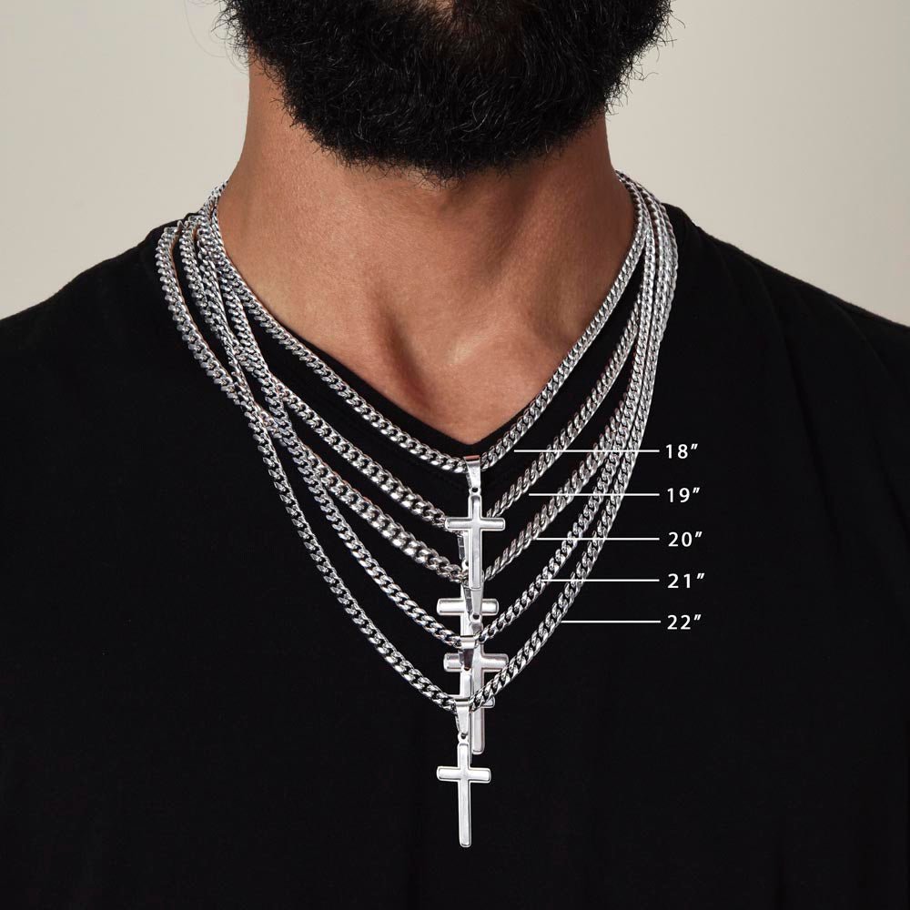 To My Son From Dad Viking Cross Necklace On Cuban Chain, Viking Son, Viking Dad Son Cross, To My Son Love Dad, Gift To Son From Dad (No Engraving) - keepsaken