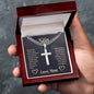 To My Son Love Mom Cuban Chain with Artisan Cross Necklace With Custom Engraving On Back - keepsaken